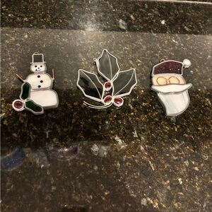 Three Holiday-themed Stained Glass Suncatchers